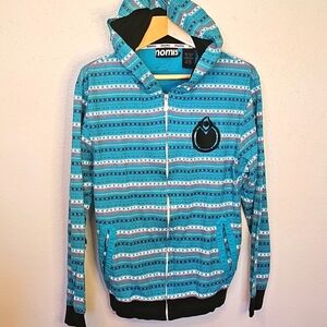 [NOMIS] Simon Chamberline Skateboard Hoodie Turqouise Nordic Print Full Zip M